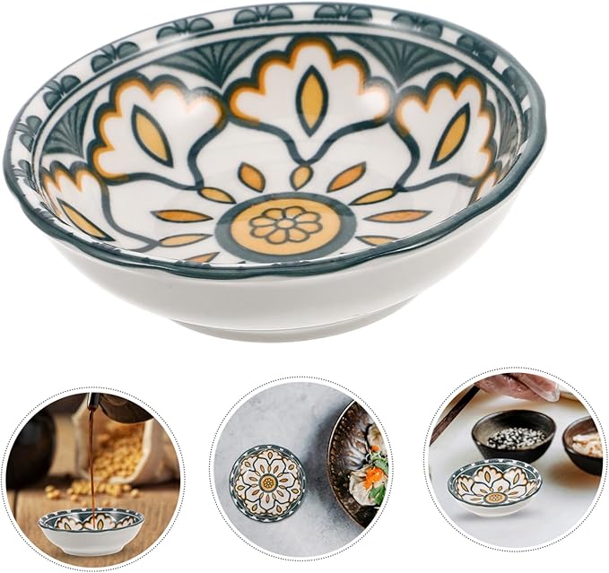 PRETYZOOM Elegant Ceramic Soy Sauce Plate Versatile Condiment Bowl Sushi Dipping Side Dish Serving Appetizer Plate