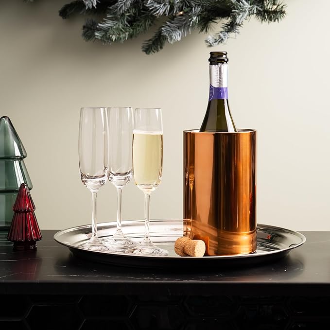 Wine Chiller for Bottles (Copper) - Champagne Bucket, Elegant Wine Bottle Chiller and Champagne Cooler, Insulated Wine Bucket Keeps Wine Cool, Champagne Bottle Chiller Fits Any Single Bottle
