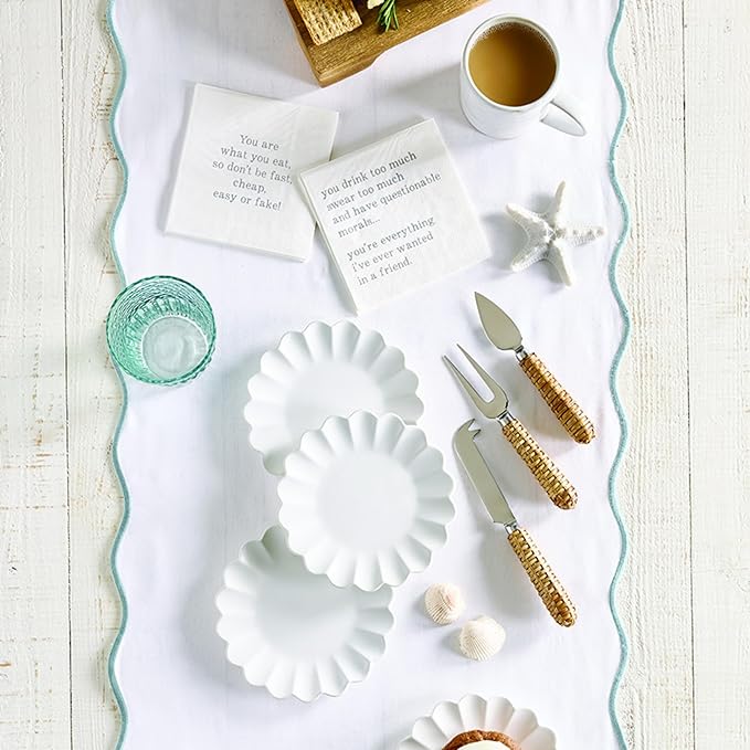Santa Barbara Design Studio Appetizer Plate Set - 6" Ceramic Dessert Plates with Scalloped Rim, 4-Count, White