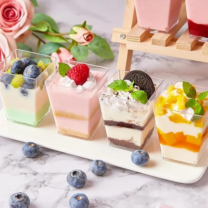 tchrules 280 Packs Dessert Cups with Lids, 5oz Mini Clear Plastic Dessert Cup Parfait Appetizer Cups for Serving Fruit Trifle Mousse Ice Cream and Pudding (280)