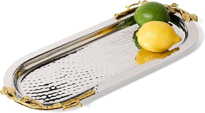 gilt leaf long oval dish