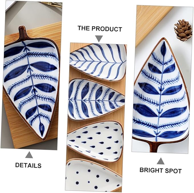 Unomor Creative Japanese Style Ceramic Snack Dish Hand-Painted Under-Glaze Sauce Dish for Dipping Seasoning and Appetizers 4.5-Inch Individual Serving Plate for Home Kitchen