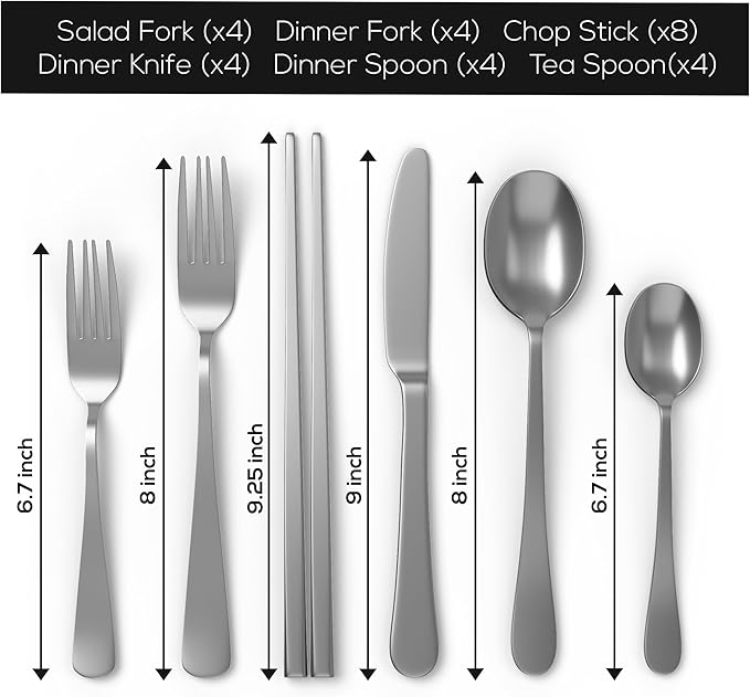 Upgraded 18/8 Stainless Steel 28-Piece Flatware Cutlery Set(Silver)-Silverware set for 4-Luxurious Home Kitchen Dinnerware Sets-Great Kitchen Accessories-Perfect House Warming/Christmas Gift