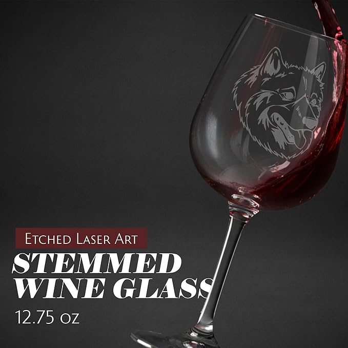 Etched Laser Art American Eskimo Personalized Dog Themed Etched 12.75oz Wine Glass Custom Dog Breed Wine Glasses, Ideal for Pet Lovers, Unique Birthday Gift for Men & Women, Personalized Gift