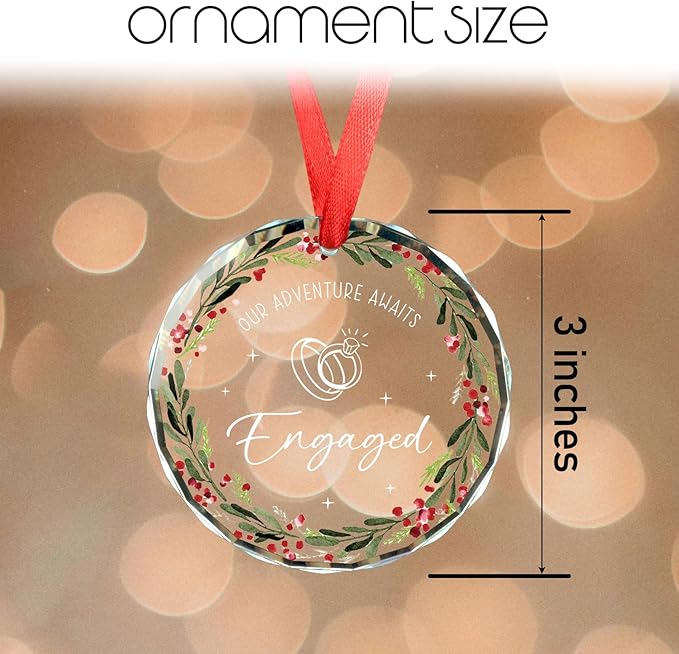 Wedding Gifts for Couples 2025, Mr and Mrs Gifts, Our Adventure Awaits Engaged Glass Ornament, Bridal Shower Gift Engagement Gift for Newlyweds, Married Christmas Ornaments 2025