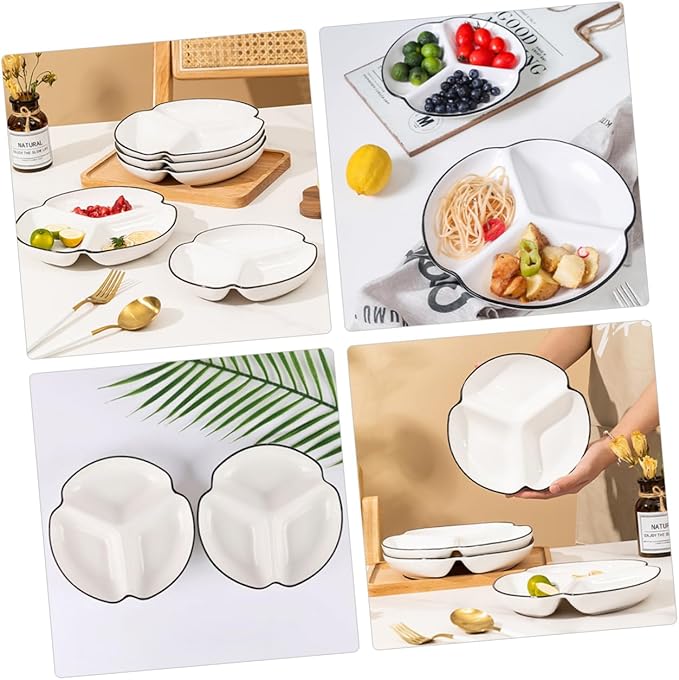 Ceramic Divided Plate Compartment Dinnerware Porcelain Portion Control Bowl for Parties for Serving Snacks Fruits Veggies and Appetizers