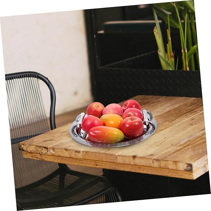 Zerodeko Round Pattern Serving Tray European Style Fruit Holder for Hotels Restaurants and Buffets Decorative Dessert and Storage Dish for Fruits Snacks and Jewelry