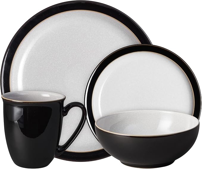 Denby Elements Black 4 Piece Dinnerware Set, 406048552
