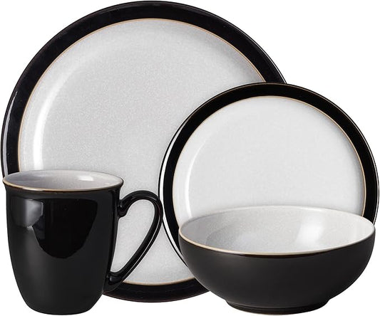 Denby Elements Black 4 Piece Dinnerware Set, 406048552