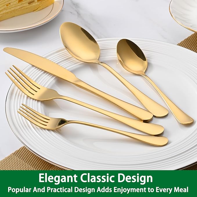 16-Piece 7.3 Inches Gold Soup Spoon,Gold Stainless Steel Dinner Spoons,Durable Tablespoons Set For Restaurant,Hotel,Silverware Spoons