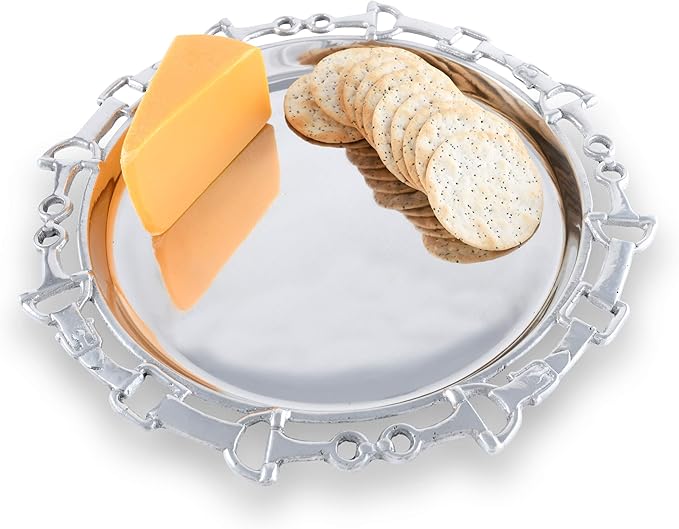 Arthur Court Metal Serving Aluminum Equestrian Round Horse Tray/Platter 12.25 inch Diameter