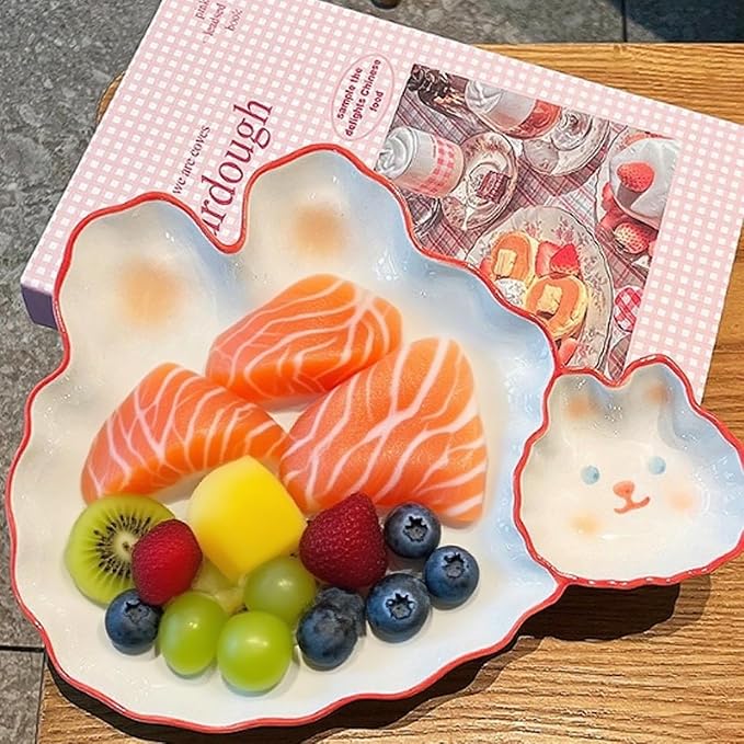 Multi Purpose Appetizer Ceramic Tray Vinegar Bowl Elegant Sushi Cookie Serving Dishes Dipping Sauce Plate for Dumplings French Fries Snacks Homes Restaurants Design Sense Souvenirs