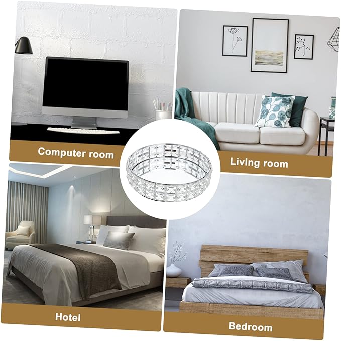 PRETYZOOM Silver Mirror Decorative Serving Tray Round Food Platter for Dresser Kitchen Living Room Stylish Display Tray for Snacks and Desserts Home Decor Accessory
