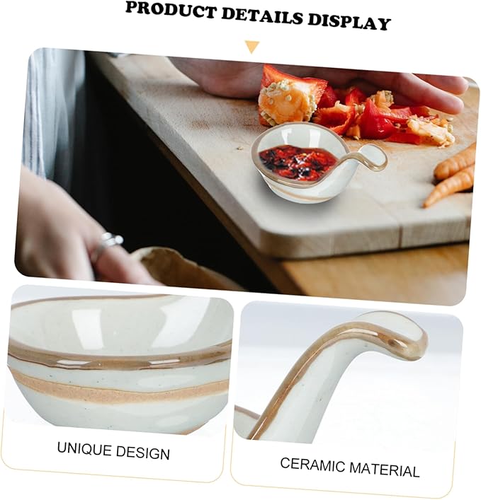 Cabilock 2pcs Creative Ceramic Sauce Dishes Caviar Spoon Seasoning Plate Truffle Flavored Bowl Material