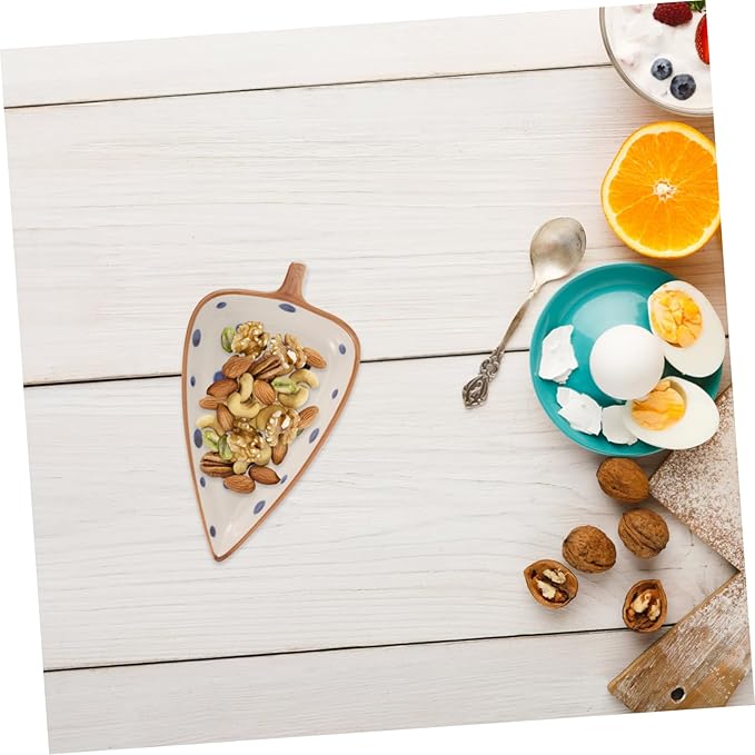 Ceramic Leaf-shaped Dipping Sauce Plate for Appetizers Hand-painted Snack Dish Versatile Serving Tray for Home and Restaurant Use for Cold Dishes and Desserts