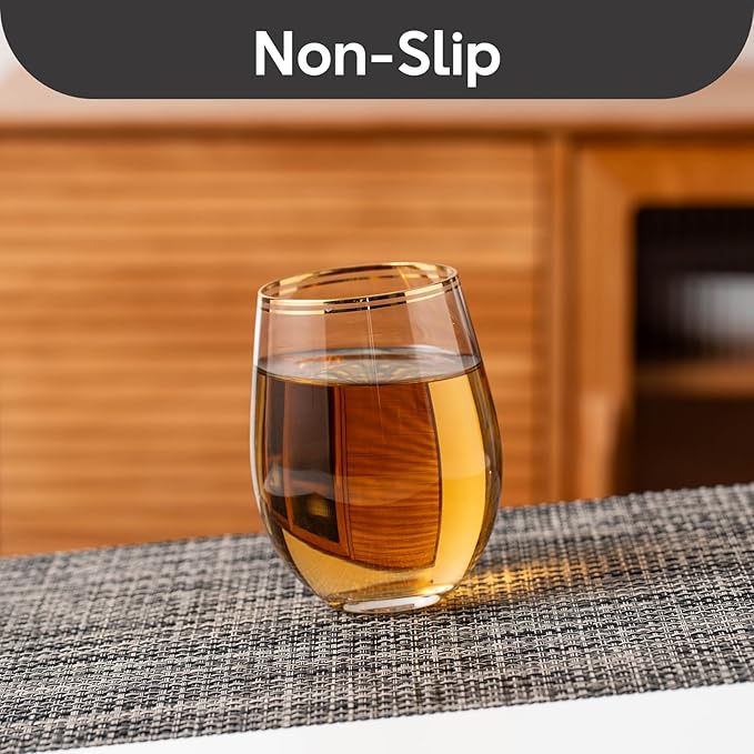 Placemats Set of 4, Heat Resistant Place Mats, Washable PVC Table Mats, Woven Vinyl Plastic Placemats for Dining Table, Non-Slip Stain Resistant Kitchen Table Placemats Easy to Clean?Ash-Gray?