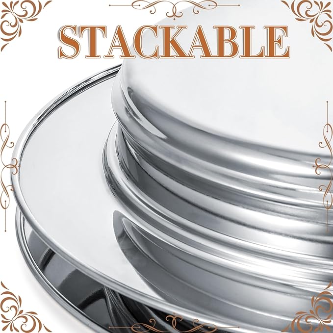 Bekith 2 Pack Communion Plates for Church, Communion Ware Stainless Steel Bread Tray, Church Supplies Set, Silver