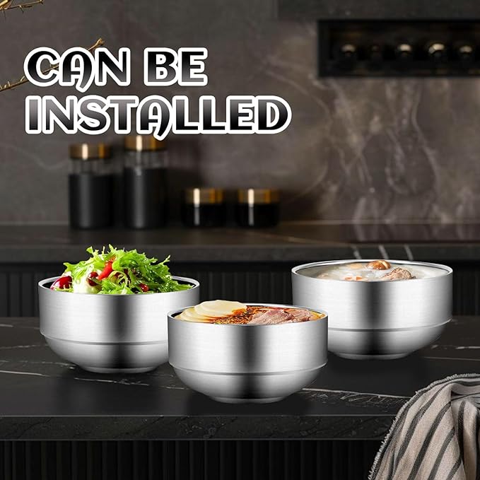 6 Pcs Stainless Steel Bowls, 4.7 inches deep x 2.4 inches high Soup Bowls Stainless Steel Cereal Bowls Double-walled Metal Serving for Rice, Ice cream, Food-grade Material Dishwasher Safe