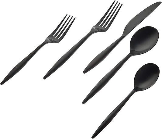 Godinger Flatware Set, Dinner Forks, Salad Forks, Tablespoons and Teaspoons Cutlery Set, Milano - 20 Piece Set