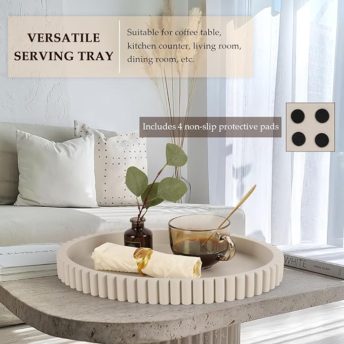 Oval Tray for Coffee Table Decor, 15" Concrete Tray, Table Centerpieces Decorative Trays for Home Decor, Modern Decorative Trays for Coffee Tables, Centerpiece Trays, Gray