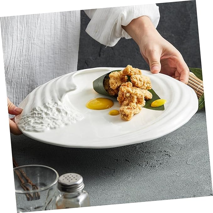 Ceramic Serving Plate for Appetizers and Cold Dishes Unique Pattern -inch Porcelain Dish for Parties and Home Use