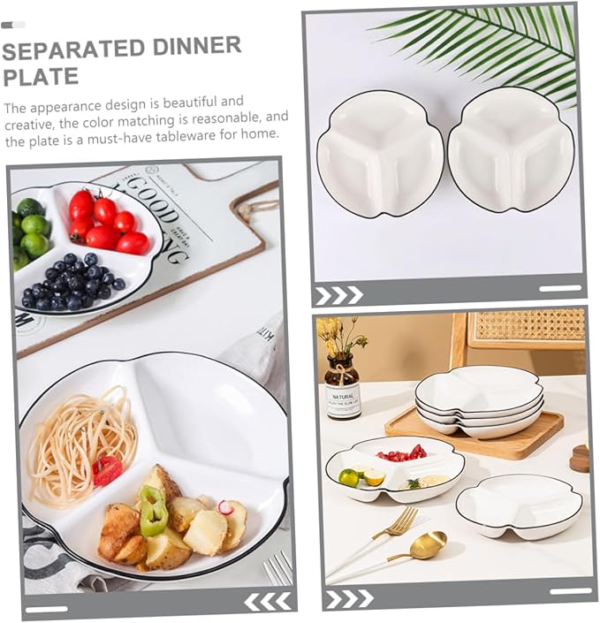 Ceramic Divided Plate Portion Control Dinnerware Heat Resistant Porcelain Tray with Compartments for Diet Parties Salads Appetizers and Home Use
