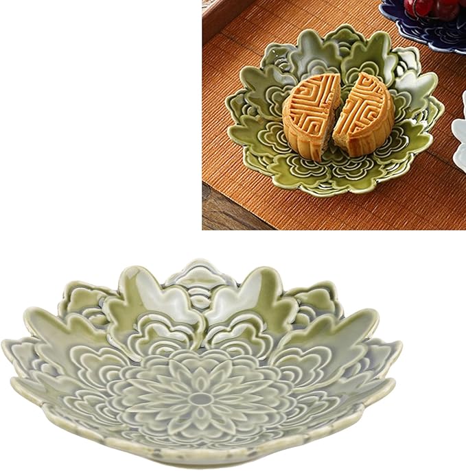 GLOGLOW Decorative Dish Vintage Japanese Snack Plate Ceramic Small Appetizer Plate for Nuts Fruits Sushi Condiments Desserts Tea Tray with Elegant Retro Design