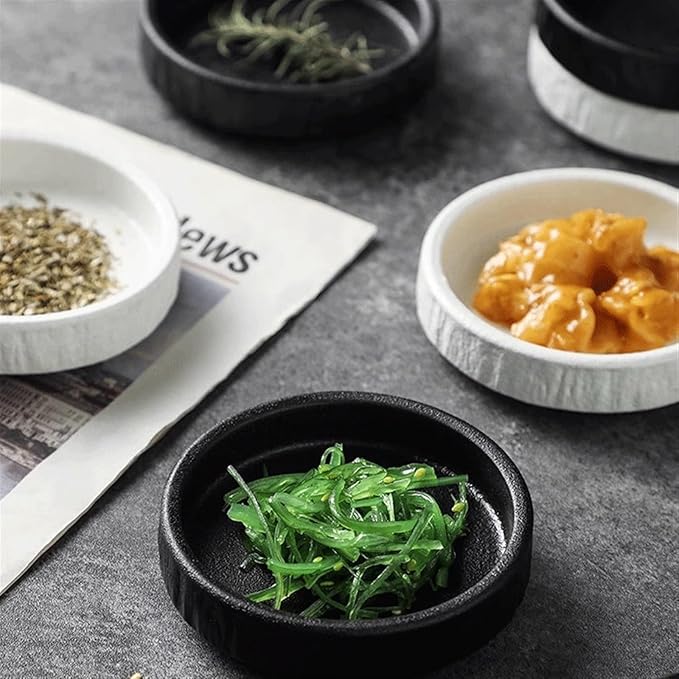 Salad plate Ceramic Dip Bowls Set of 4 Round Soy Sauce Bowls 3.5inch Small Sauce Dishes for Snack Sushi BBQ Side Dishes Appetizer and More Plastic plate (Color : Brass)