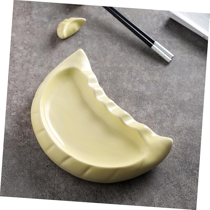 Zerodeko Dumpling Shaped Ceramic Plate Creative Dinnerware for Appetizers Snacks Microwave Dishwasher Safe Capacity for Family Gatherings Versatile Serving Tray
