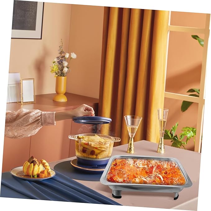 Alipis Stainless Steel Platter Box Lid Divided Serving Tray Buffet Plate Easy to Clean Round Corner Design Visual Cover