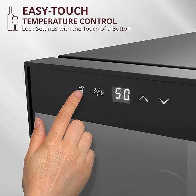 Schmécké 12 Bottle Red And White Wine Thermoelectric Wine Cooler/Chiller Counter Top Wine Cellar with Digital Temperature Display, Freestanding Refrigerator Smoked Glass Door Quiet Operation Fridge
