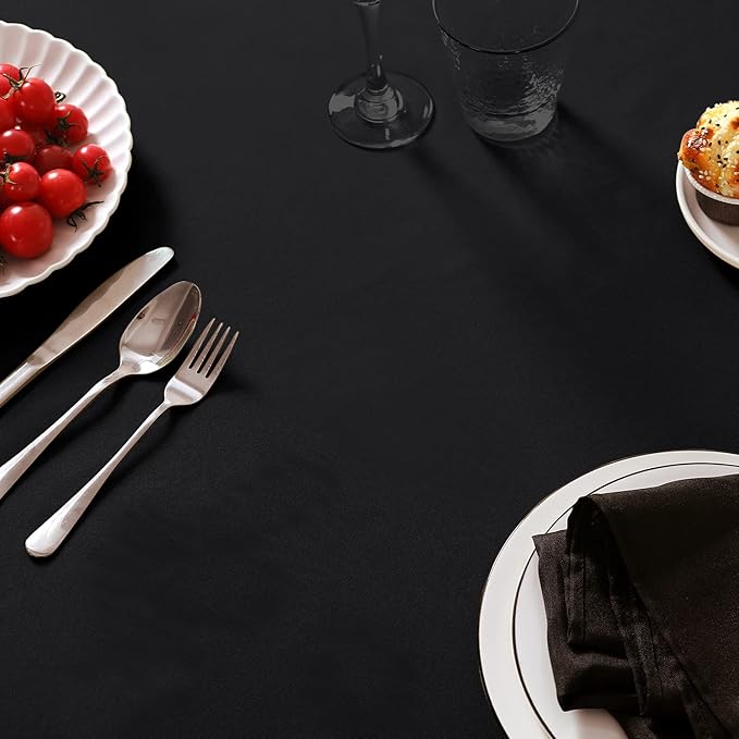 6 Pack Black Tablecloth 60 x 102 Inch Table Cloth for 6 Foot Rectangle Tables, Wrinkle Resistant Washable Polyester Fabric Table Covers for Party, Wedding,Dining,and Banquet