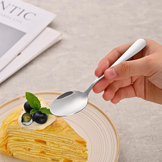 4.7 Inch Tea & Coffee Spoons,Set Of 8 Stainless Steel Espresso Spoons,Dishwasher Safe Small Spoon For Dessert Cake,Durable Metal Mini Spoon
