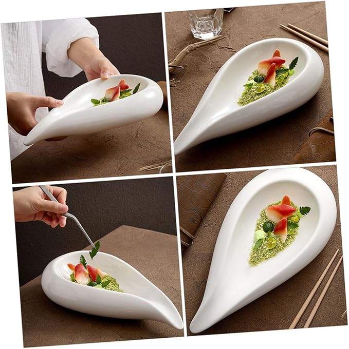 GLEAVI Irregular Ceramic Appetizer Plate 1-Piece Food Serving Dish Deep Bowl Plate for Fruits Nuts and Snacks for Parties and Restaurants