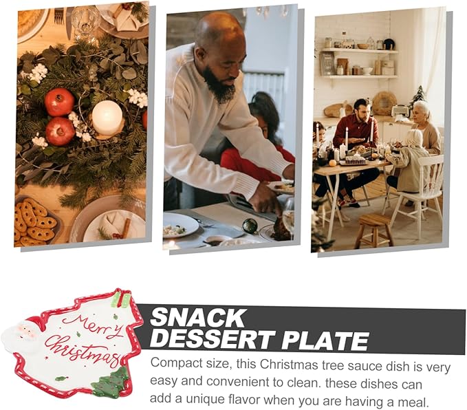 Christmas Tree Ceramic Plate Versatile Dipping Dish for Condiments Fruits Nuts Unique Holiday Serving Platter for Festive Table Settings