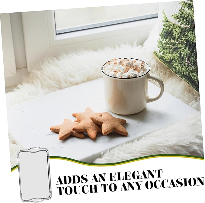 Veemoon Stainless Steel Serving Tray Rectangular Tray Handles Coffee Bar Accessory Organizer for Entertaining Parties