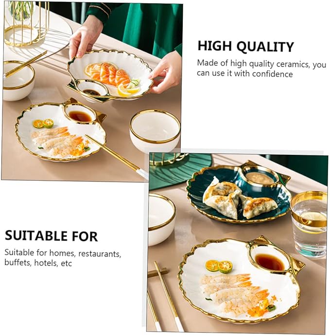 1pc Ceramic Dumpling Serving Plate Sauce Creative Shell-shaped Design for Appetizers Sushi and Snacks Easy to Clean and Versatile Dipping Dish Pure White