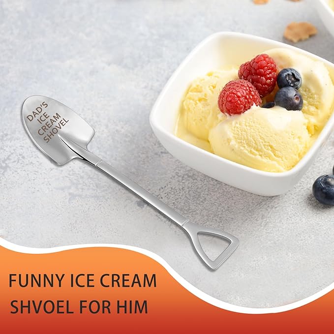 Fathers Day Dad Gifts from Daughter Son Wife,Fathers Day Birthday Christmas Gifts for Dad,Funny Ice Cream Spoon,Funny Engraved Stainless Steel Spoon Shovel.