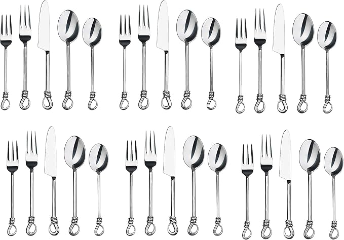 Silverware Twist Collection Polished Stainless Steel Flatware Set (Set of 6)