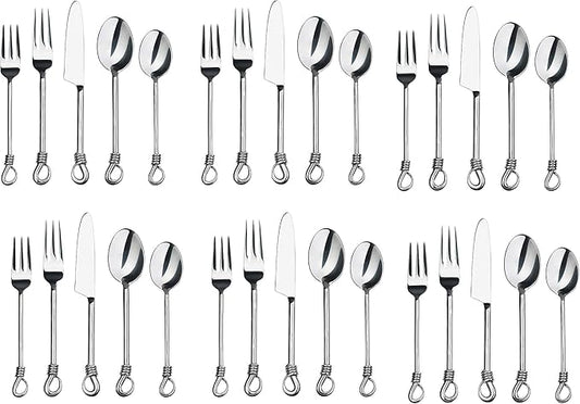 Silverware Twist Collection Polished Stainless Steel Flatware Set (Set of 6)