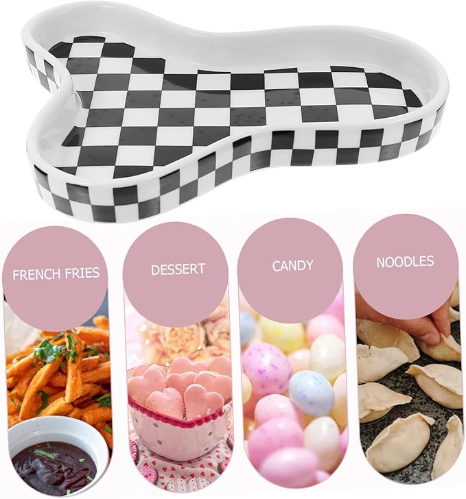 Cute Floral Ceramic Plate Multi-function Food Serving Dish for Family Gatherings Parties Weddings