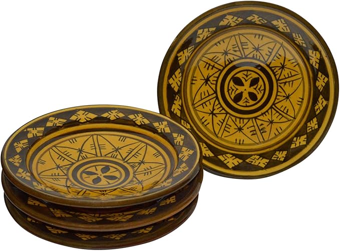 Moroccan Ceramic Plates Handmade Appetizer Tapas Serving Set of Four