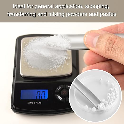 Zonon 12 Pcs 6 Inch Lab Spatula Stainless Steel Micro Lab Scoop Spatula Metal Bead Scoop with Rounded Pointed Ends Laboratory Sampling Curved Spoon for Mixing Powders Pastes Transferring Tool