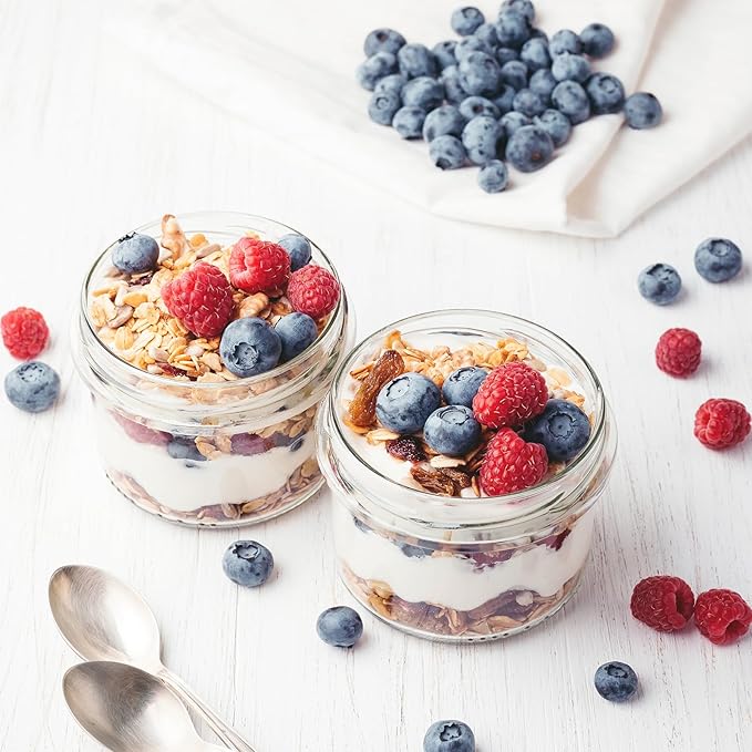 Overnight Oats Containers with Lids, 10oz Glass Jars with Lids 2 pcs, Apricot, Wide Mouth Mason jars for Salad, Yogurt, Snacks, Meal Prep