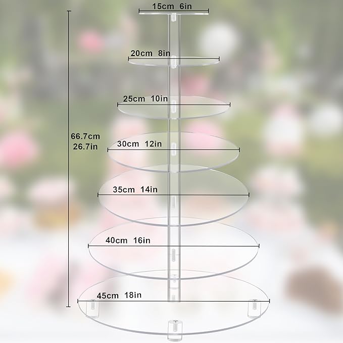 Large Cupcake Stand, 7 Tier Cupcake Tower Tree, Round Cupcake Display Stand, Tiered Cupcake Holder for Party,Clear Dessert Stand for Wedding