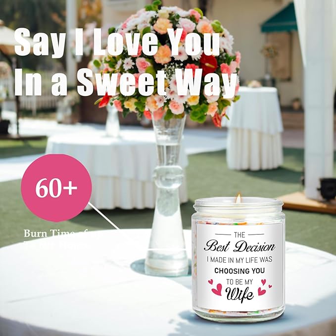 Wedding Gift for Wife from Husband, to My Wife Candle, Bride to Be Gifts for Women, Birthday Gift for Wife, I Love You Gifts for Her, Anniversary Present for Wifes, Lavender Scented