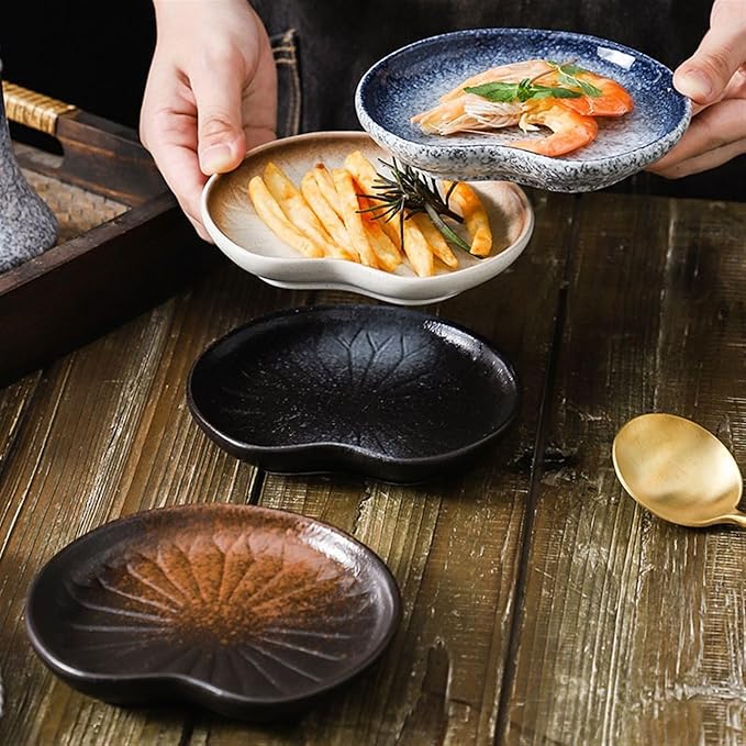 Sauce Dish Household Ceramic Plate Small Dish Plate Creative Dim Sum Plate Delicate Dip Plate Restaurant Tableware Snack Plate(C)