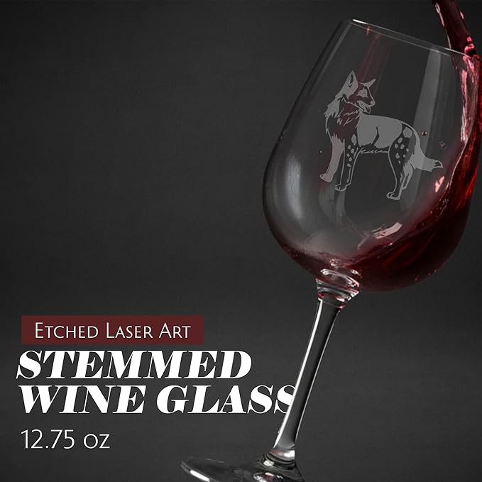 Koolie Dog Personalized Custom Themed Etched 12.75oz Wine Glass