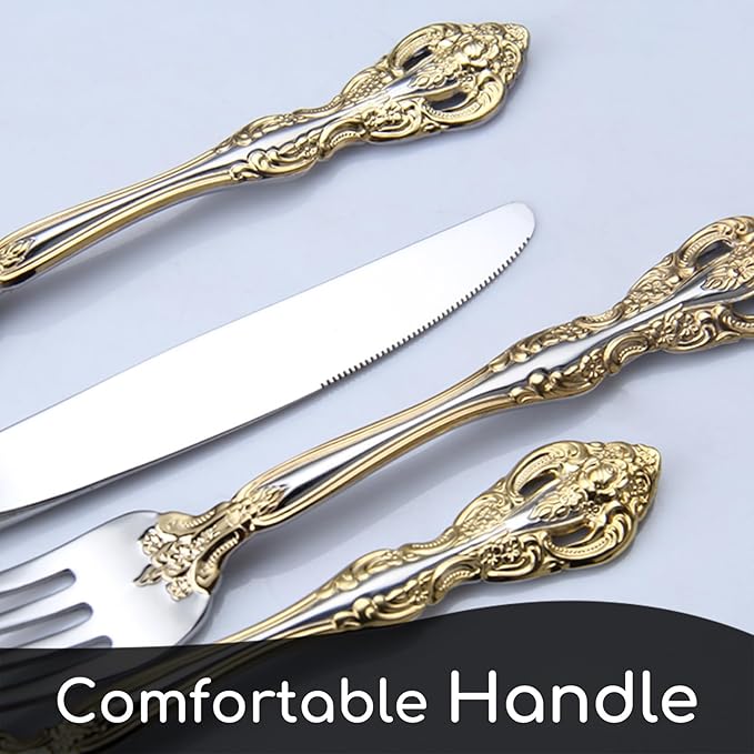 michelangelo cutlery set,18/10 stainless steel flatware sets, 40-piece service for 8 people,utensils tableware set for kitchen,dishwashe safe
