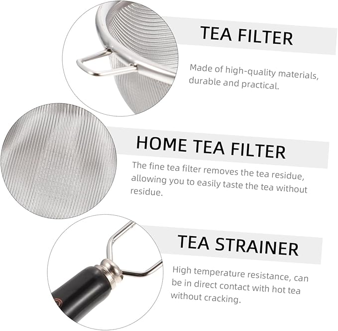 Stainless Steel Tea Filter for Loose Tea - Fine Mesh Strainer Basket for Home and Office Use Heat Resistant Residue Strainer for Smooth Brewing